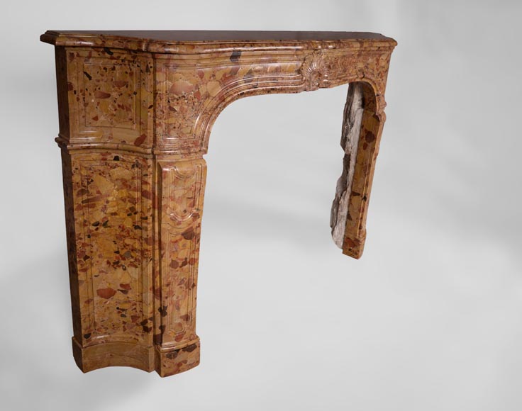 Редкий старинный камин эпохи Регентства с чугунной внутренней вставкой, изготовленный из брекчиевидного мрамора из Халеба. Редкий старинный камин эпохи Регентства с чугунной внутренней вставкой, изготовленный из брекчиевидного мрамора из Халеба.-2